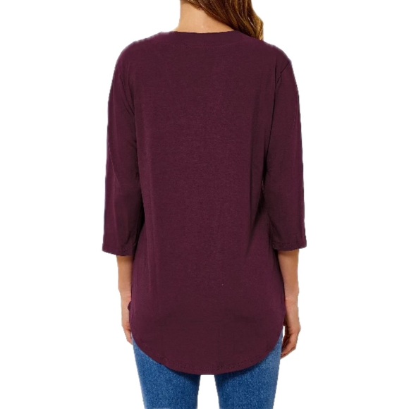 NEW Burgundy 3/4 Sleeve Pintuck Tunic Top Red Valentines Office Blouse Medium - Picture 4 of 9